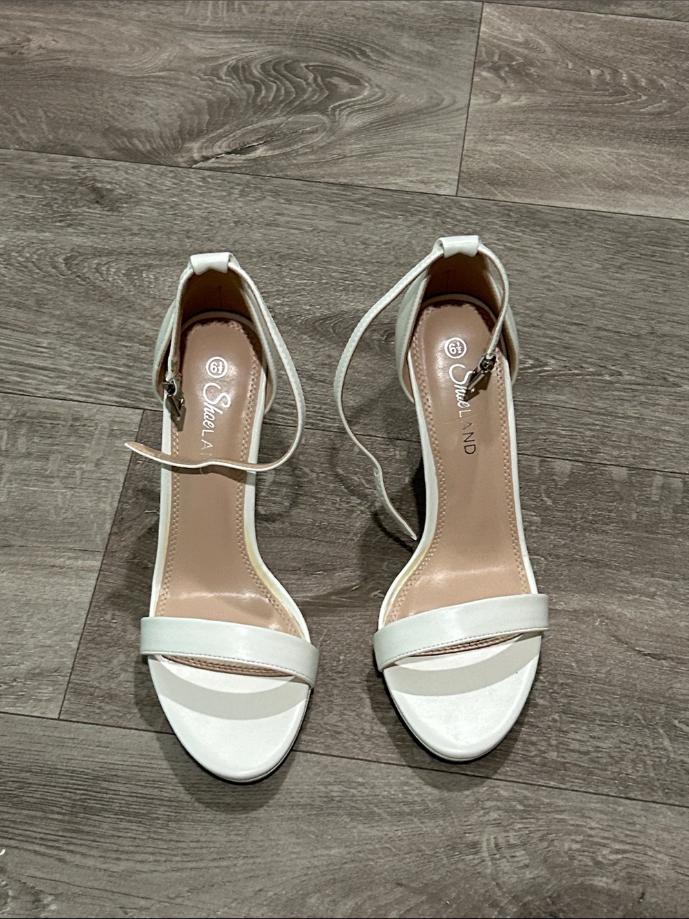 Forever 21 White Ankle-Strap Heeled Sandals